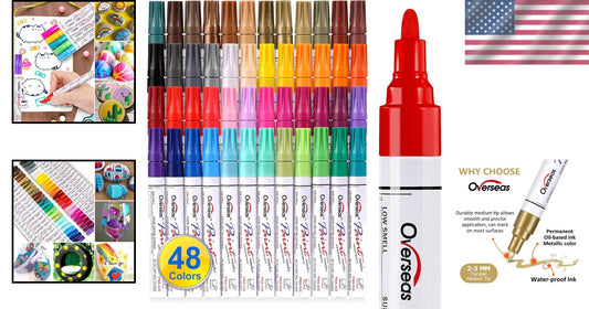 Waterproof Oil-Based Paint Marker Set - 48 Permanent Colors for Every Surface