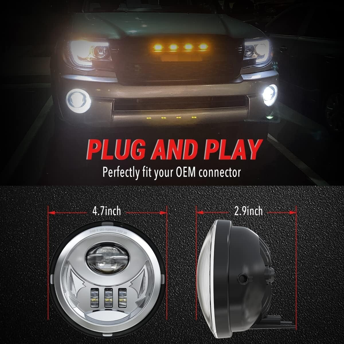 Durable Water-Resistant LED Fog Lights - Fits Tacoma, Tundra & Sequoia Models
