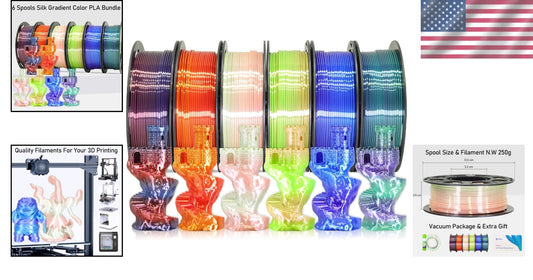 Creative 1.5kg Bundle: 6 Mixed Color Change Silk PLA Filaments for 3D Printing