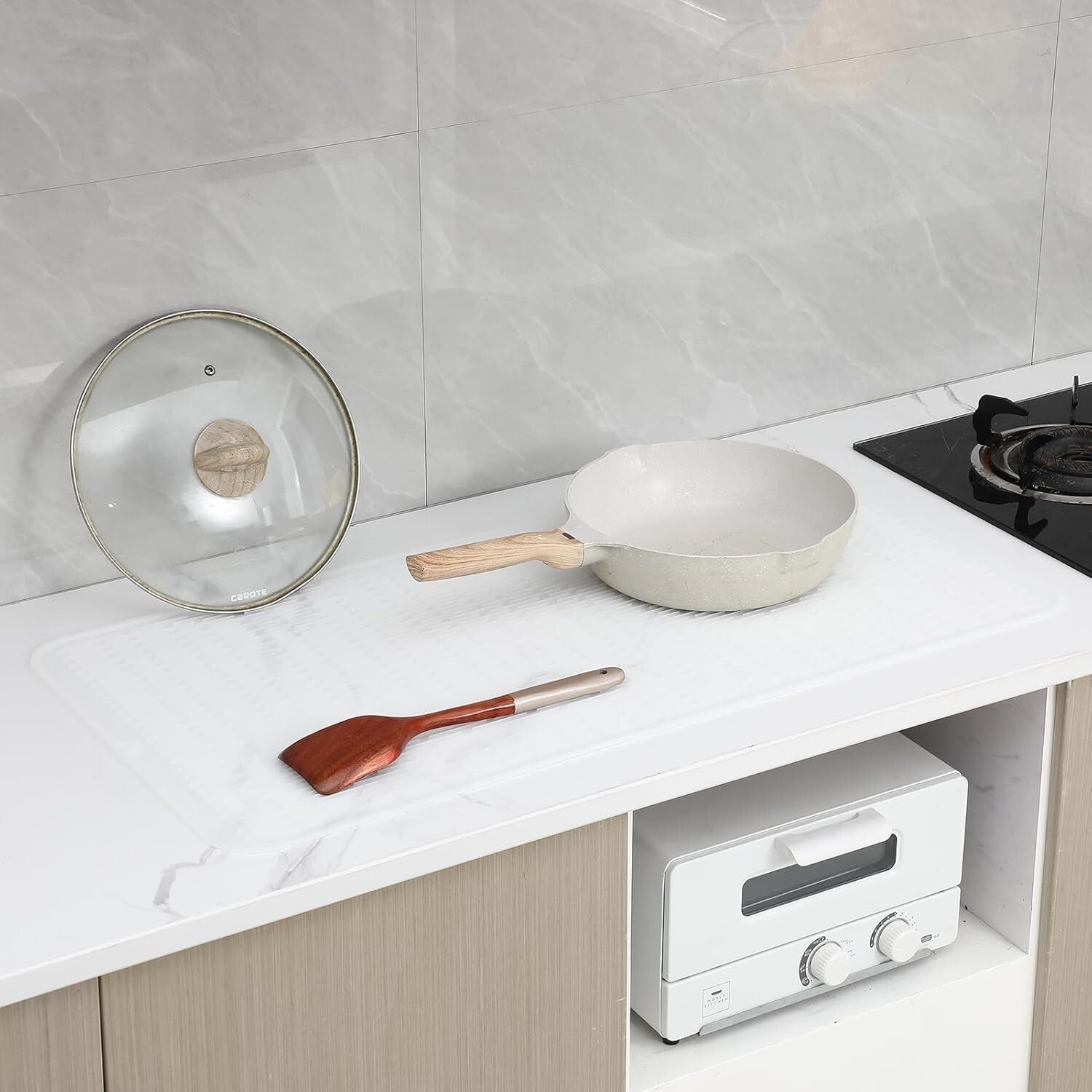 Flexible and Easy-to-Clean Silicone Dish Drying Mat - 36"x18" for Versatile Use