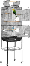 Load image into Gallery viewer, Spacious Black Bird Cage with Play Top &amp; Easy-Clean Sliding Tray - 64 Inch