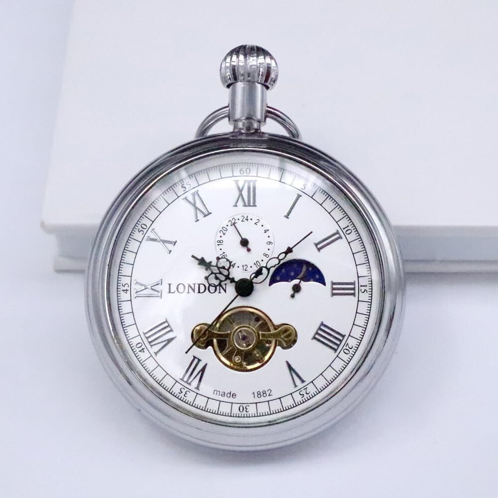 Designer Men's Vintage Pocket Watch - Copper Mechanical Movement with Tourbillon