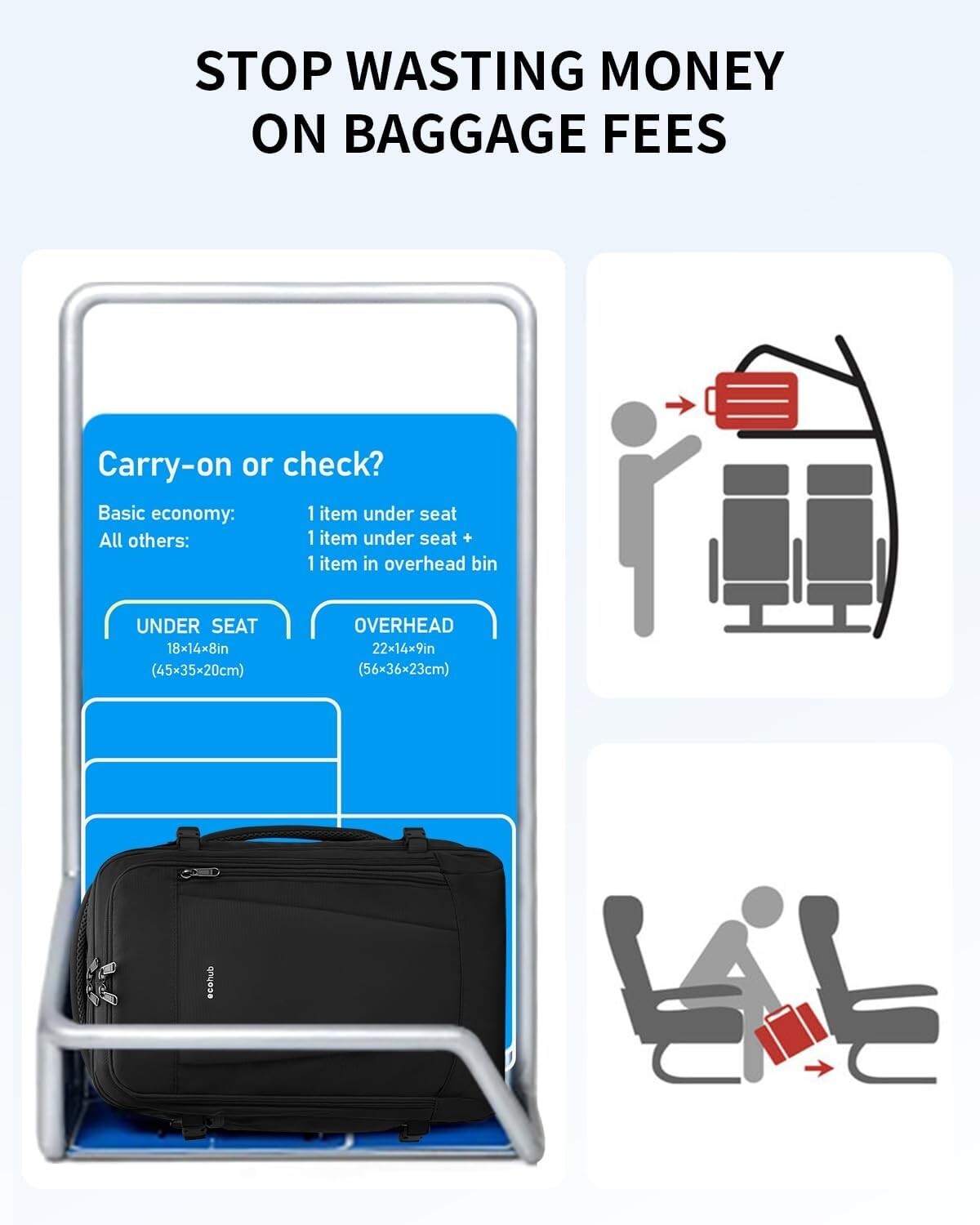 Functional Travel Backpack with Luggage Sleeve & Expandable Water Bottle Pocket