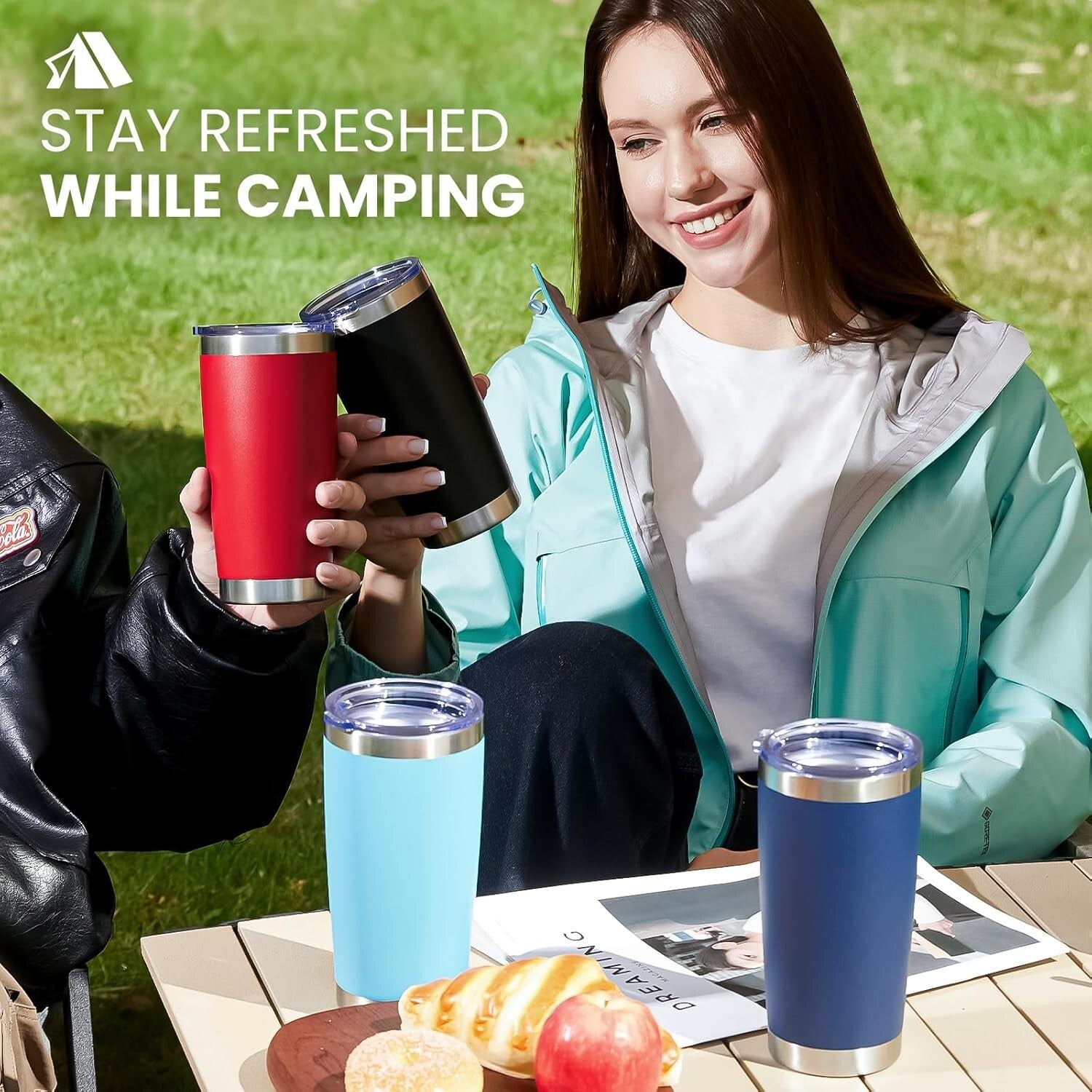 Durable 20oz Stainless Steel Tumbler Set - 8 Pack of Insulated Cups with Lids