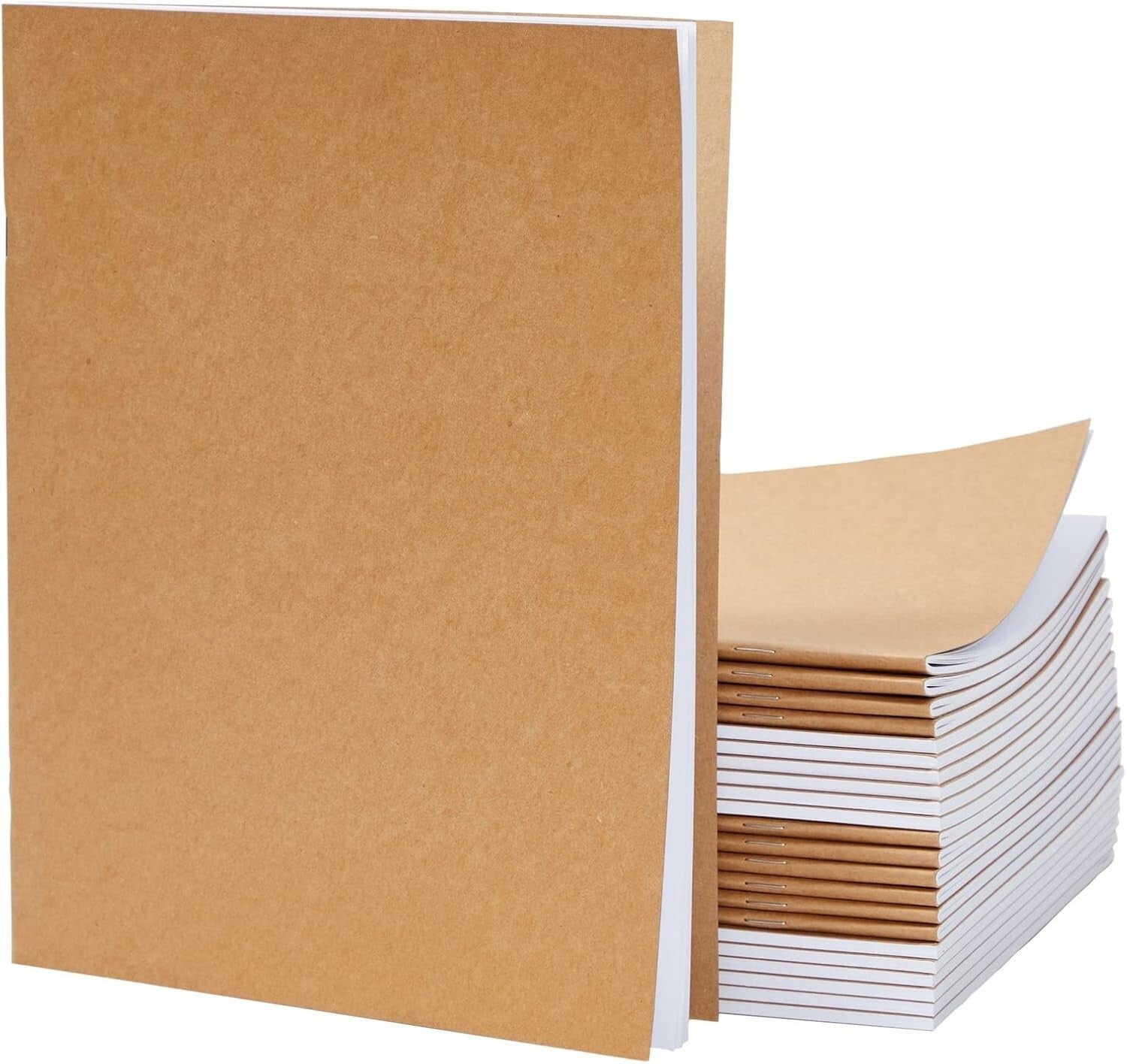 Durable Unlined Kraft Paper Notebooks - 24 Pack for School and Creative Projects