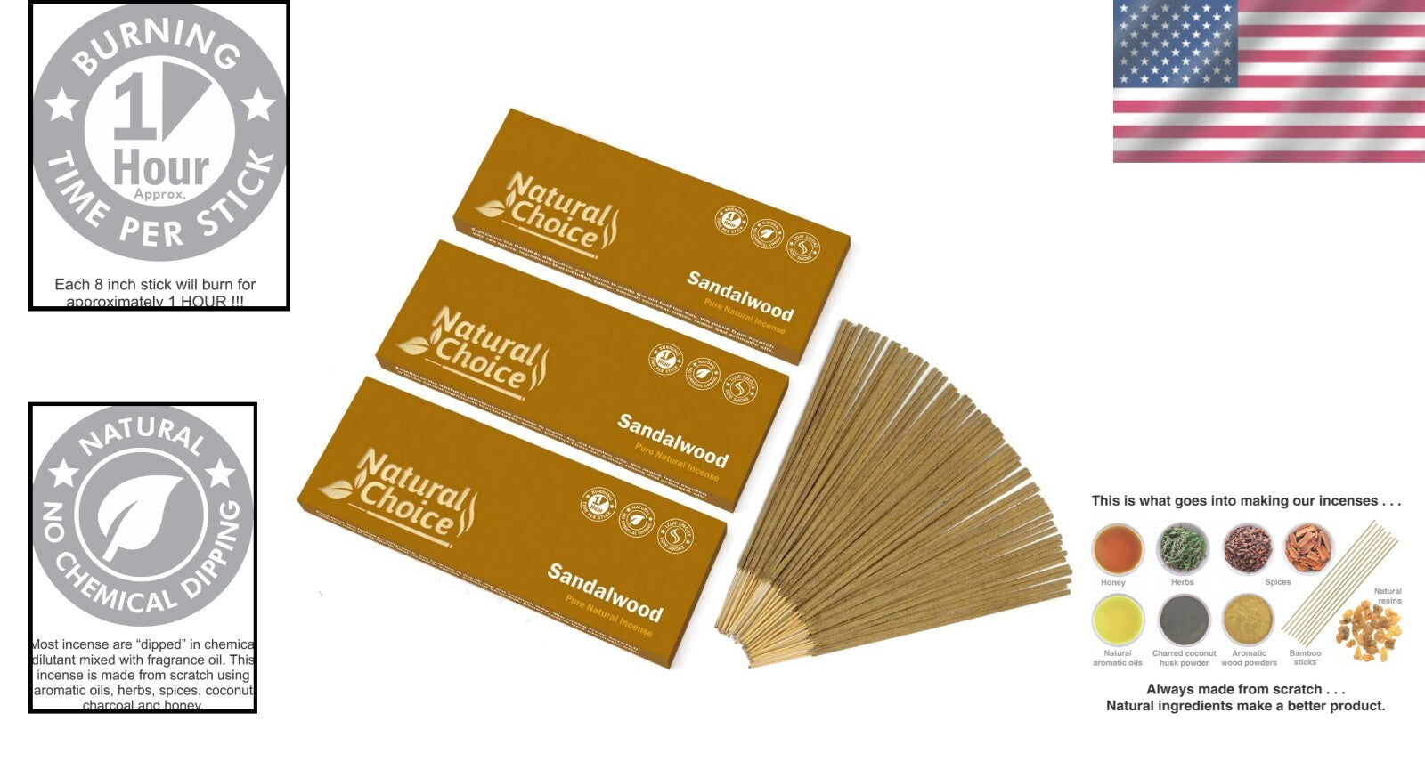 100 Grams of Low Smoke Sandalwood Incense Sticks for Aromatherapy Bliss