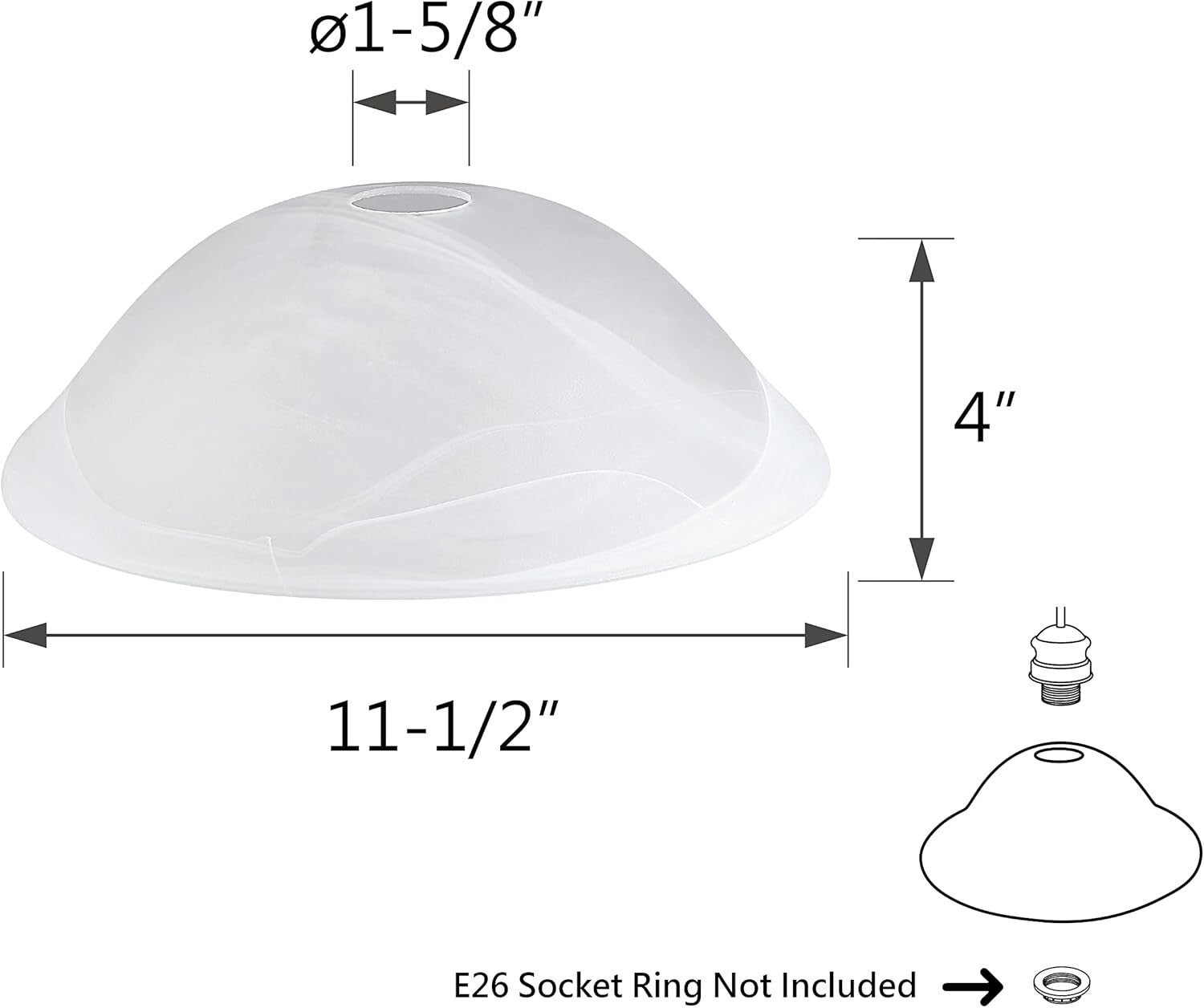 Frosted Alabaster Glass Shade Replacement for Torchiere and Pendant Lamps