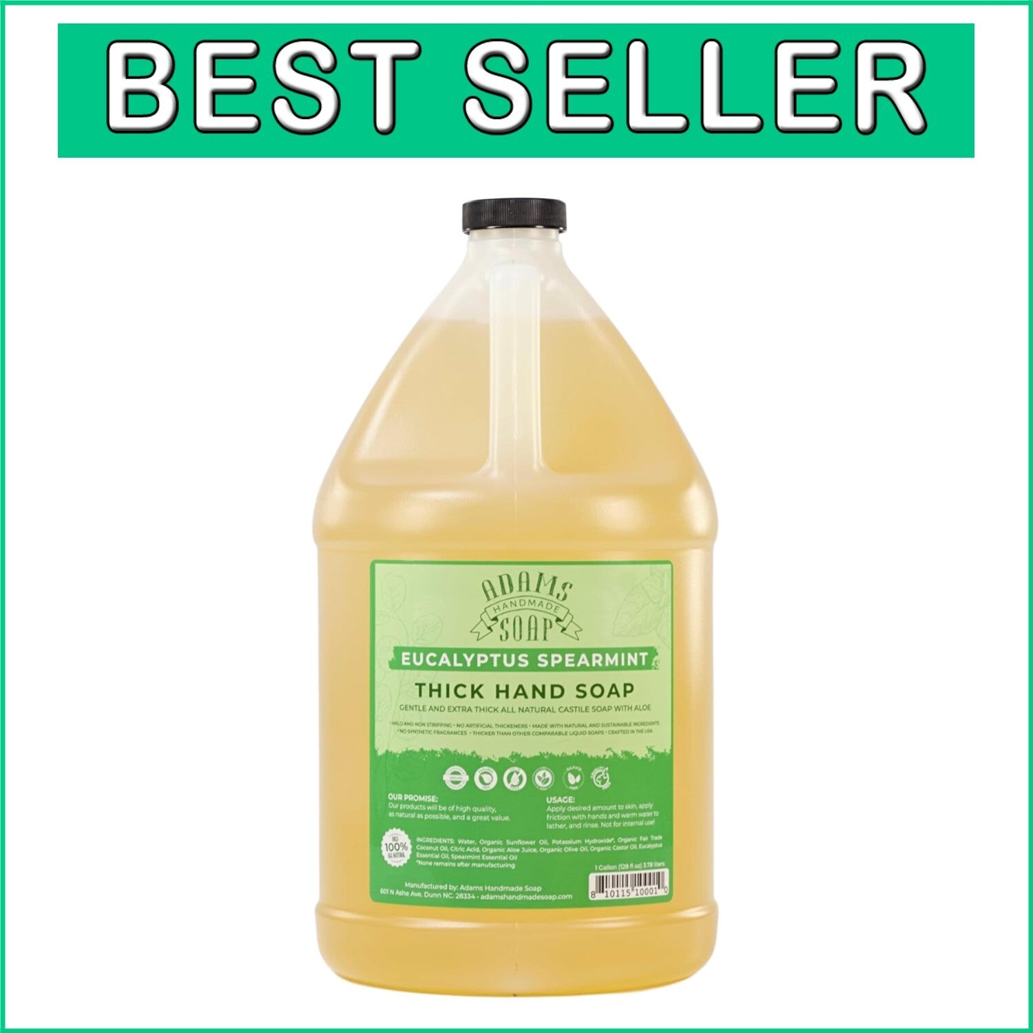 1 Gallon Organic Eucalyptus Spearmint Castile Hand Soap - Eco-Friendly Solution