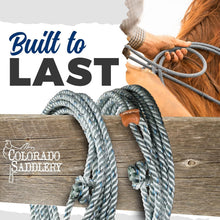 Load image into Gallery viewer, Durable Silver Dot Ranch Rope with Leather Burner - Perfect for Roping Tasks