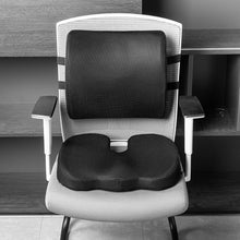 Load image into Gallery viewer, Memory Foam Seat Cushion &amp; Lumbar Support - Ergonomic Black Office Solution
