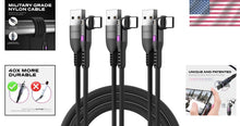 Load image into Gallery viewer, Durable Nylon Braided USB-C Charger 90° Right Angle with LED Indicator, 3-Pack