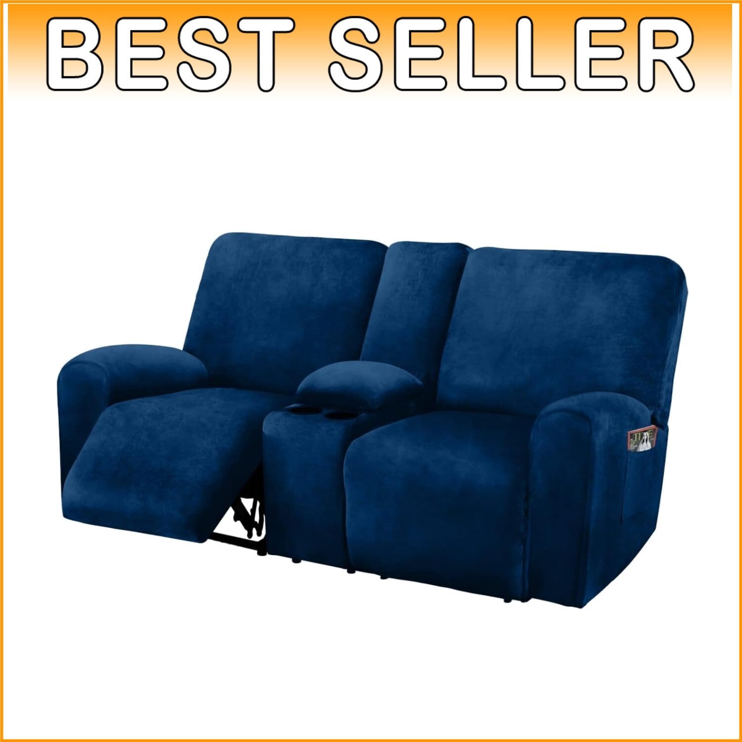 Elegant Navy 8-Piece Stretch Slipcover for Loveseat Recliners - Machine Washable