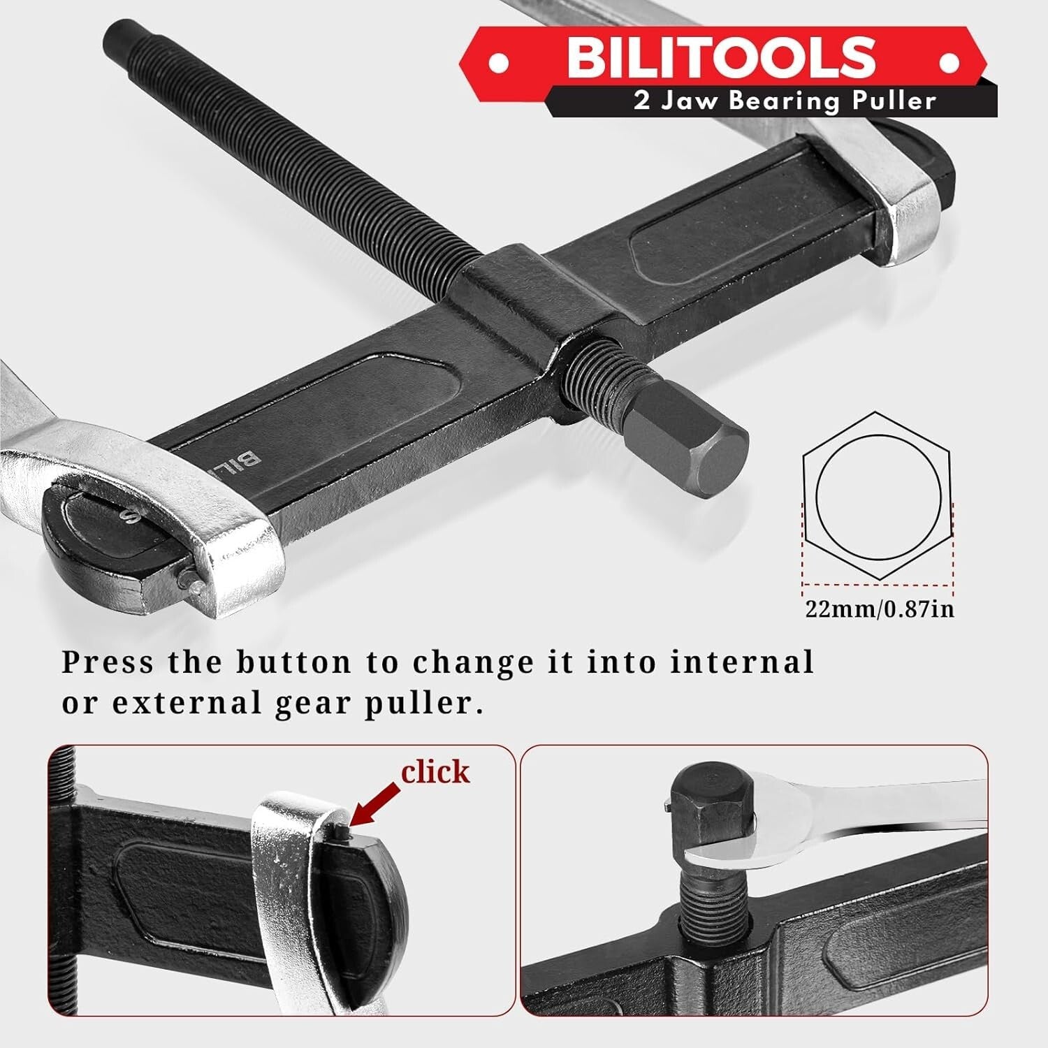10-Inch 2-Jaw Gear Puller - Heat-Treated Steel for Safe Removal