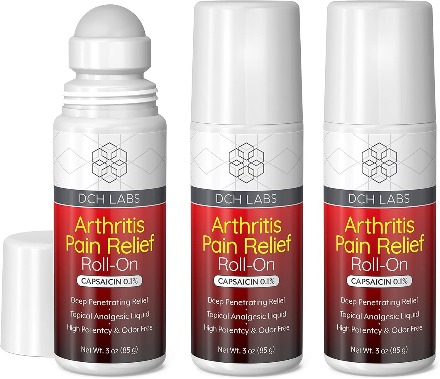 Mess-Free Capsaicin Roll-On for Deep Pain Relief: Arthritis & Joint Care, 3-Pack