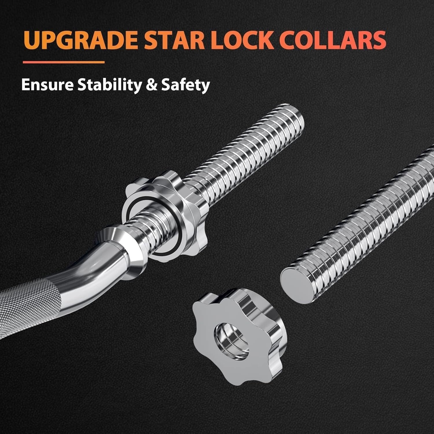 Nickel-Plated 47" EZ Curl Bar with Non-Slip Grip - Ideal for Strength Training