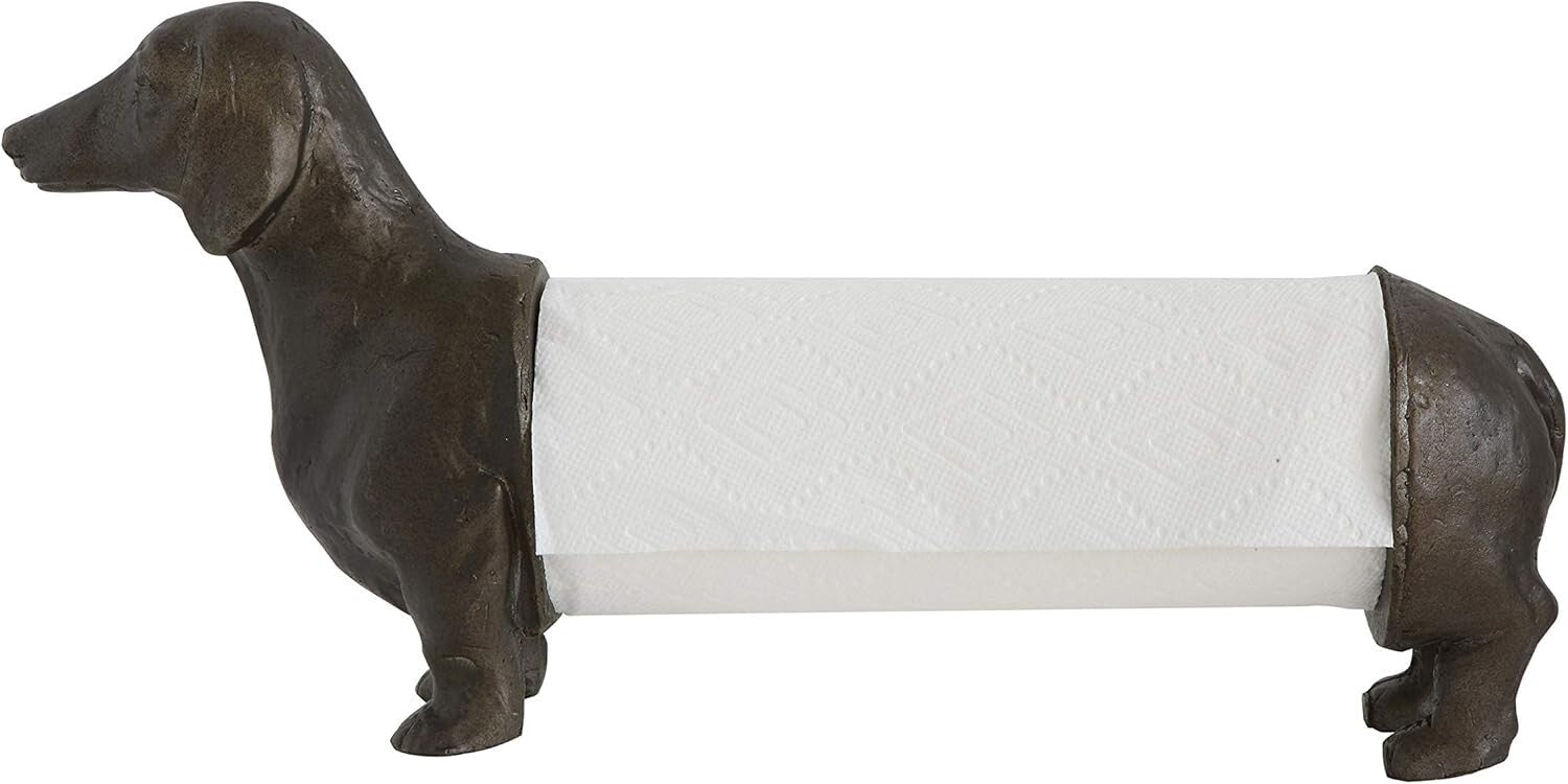 Antiqued Bronze Dachshund Paper Towel Holder - Charming Kitchen Companion