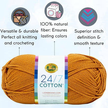 Load image into Gallery viewer, 6 Skeins of 24/7 Cotton Amber Yarn with Project Bag for Knitting &amp; Crocheting