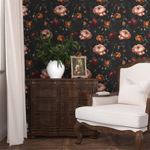 Load image into Gallery viewer, Elegant Black Floral Peel and Stick Wallpaper - Large Coverage 17.5in x 393.7in
