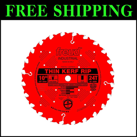 Efficient 10" Diameter Rip Saw Blade - Thin Kerf, 24 Teeth, Perma-Shield Coating