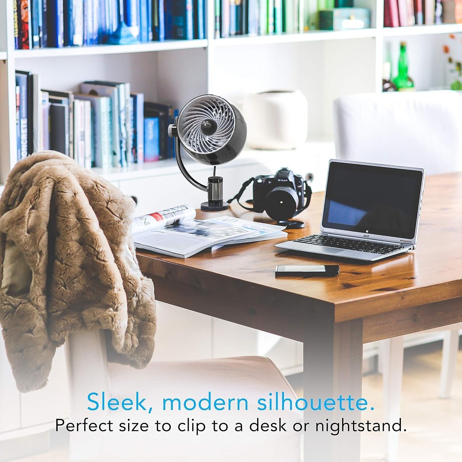 3-Speed Pivot3 Clip Fan - Lightweight Clip-On Air Circulator for Home Offices