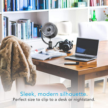 Load image into Gallery viewer, 3-Speed Pivot3 Clip Fan - Lightweight Clip-On Air Circulator for Home Offices