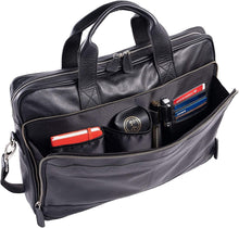 Load image into Gallery viewer, Unisex 18-Inch Leather Briefcase with Multiple Sections for Organized Carry