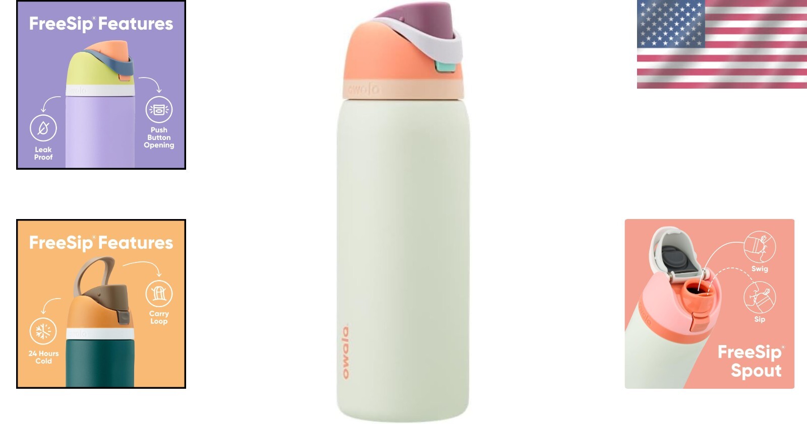 Double-Wall Insulated 40 oz Water Bottle for Sports - FreeSip & Surfs Edge