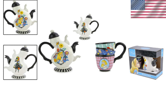 Artisan Hand-Painted Disney Alice Teapot and Cup Set - Unique Limescale Design