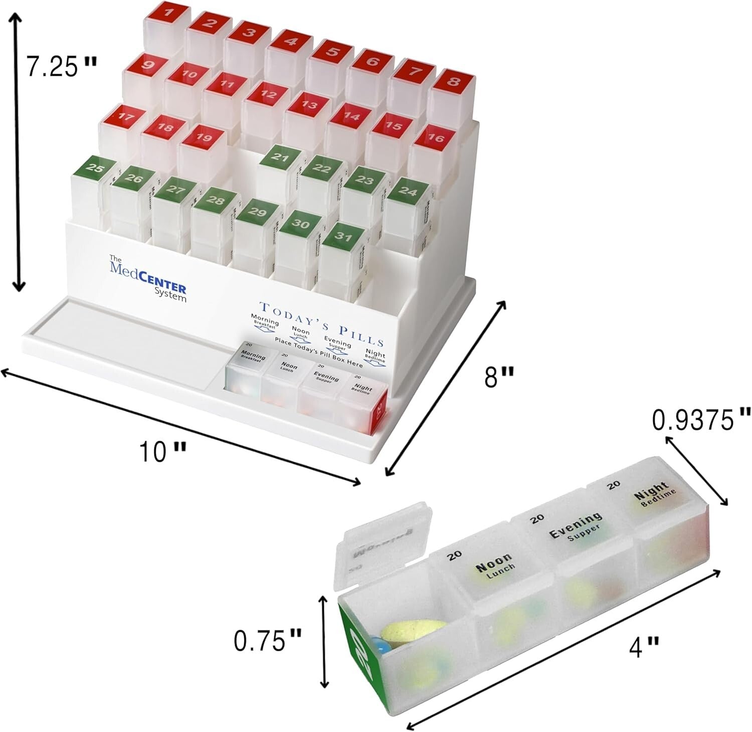 FSA HSA Eligible 31-Day Monthly Pill Organizer with 4 Times a Day Compartments