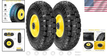 Load image into Gallery viewer, Flat Free 13" Solid Tire &amp; Wheel Set - Heavy-Duty 2 Pack for Garden &amp; Cart