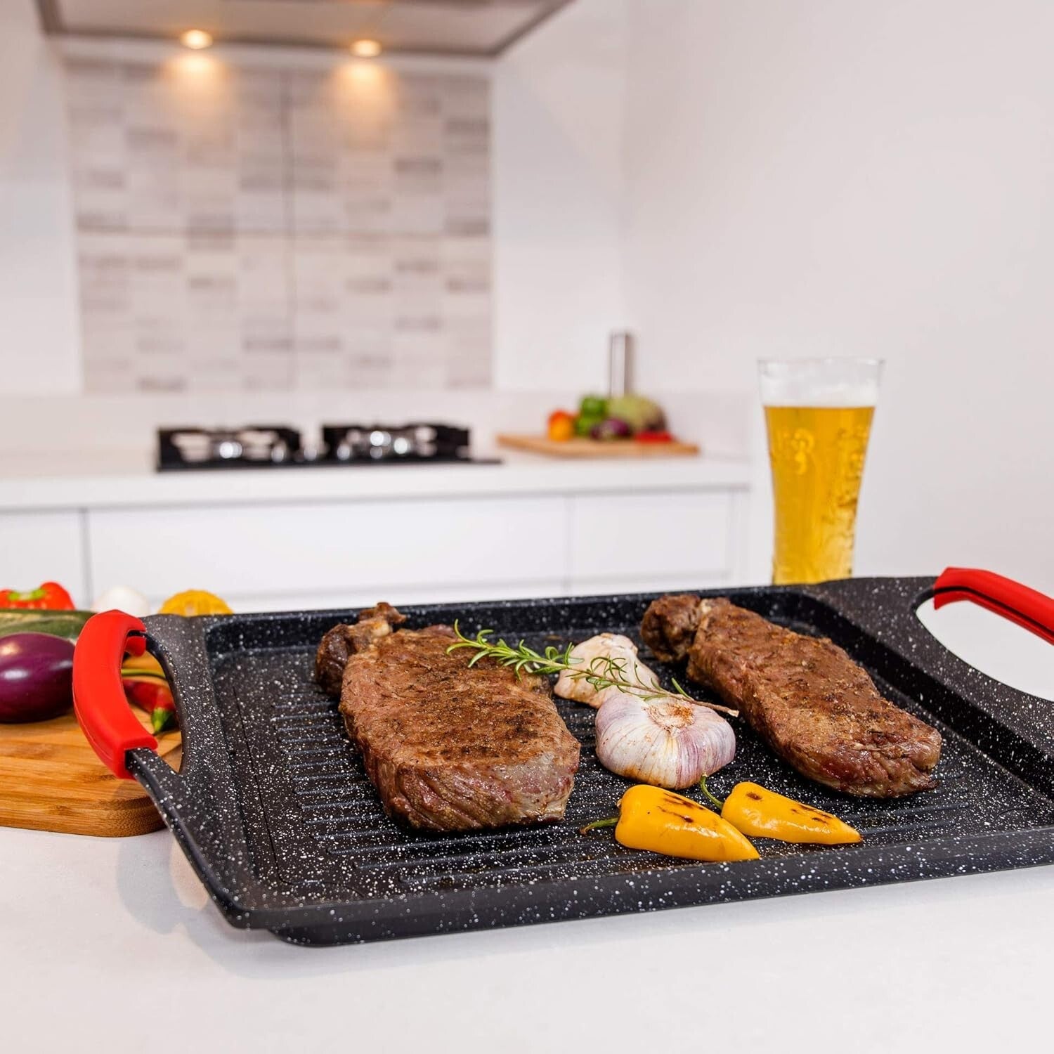 Lightweight 18" Rectangle BBQ Griddle Pan - Perfect for Fish, Veggies & Steak