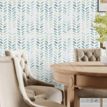 Load image into Gallery viewer, Self-Adhesive Green Herringbone Wallpaper - 17.3in W x 591in L, Waterproof Decor