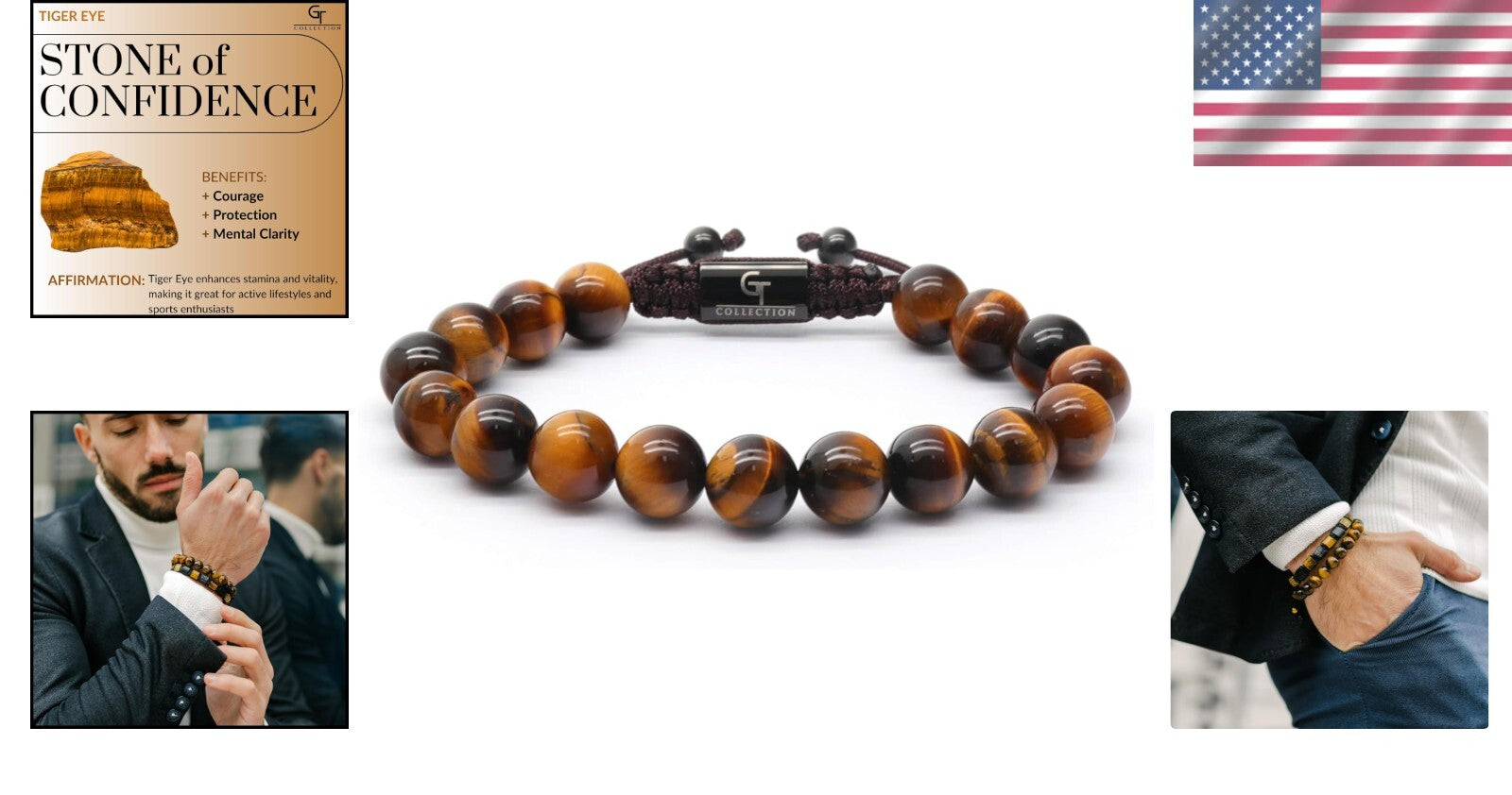 Handcrafted Tiger Eye Beaded Bracelet for Men - Adjustable Fashion Accessory