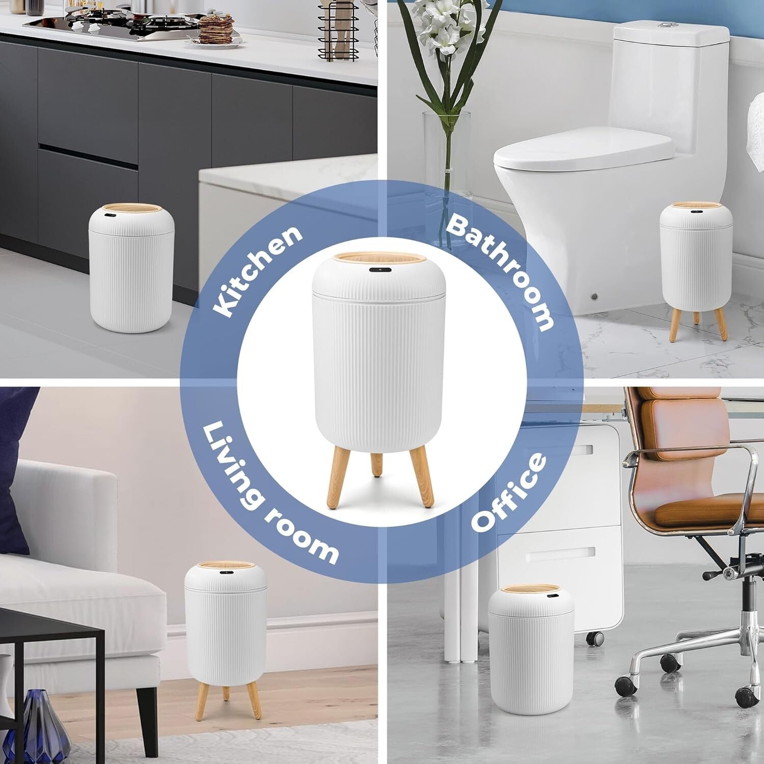 Hands-Free 10L Plastic Motion Sensor Trash Can – Ideal for Kitchen and Office