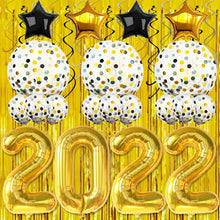 Load image into Gallery viewer, Reusable 2022 Gold Graduation Balloons &amp; Confetti Set - Picture-Perfect Decor