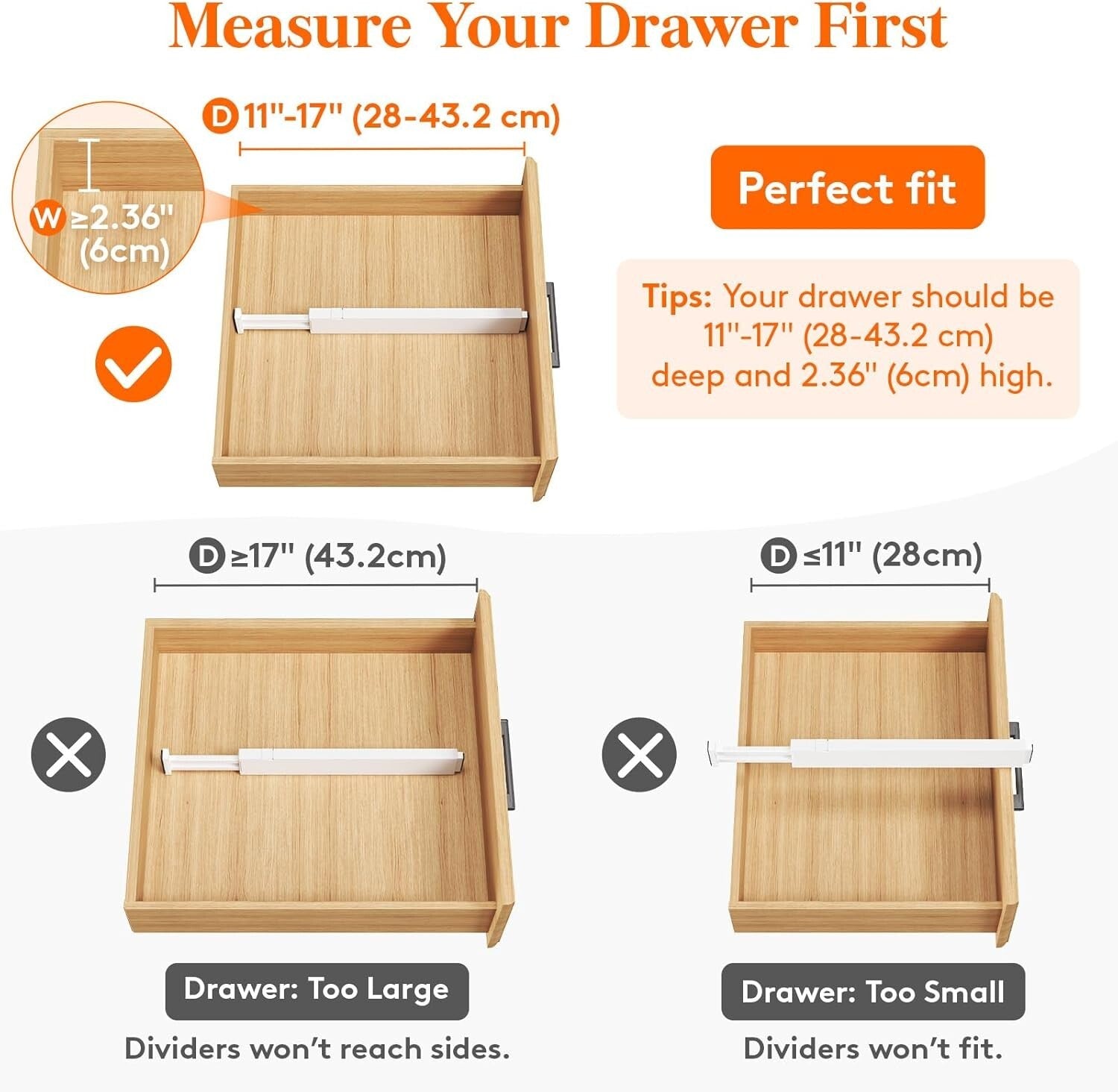 12 Pack Adjustable Drawer Dividers - Expandable Utensil and Tool Organizers