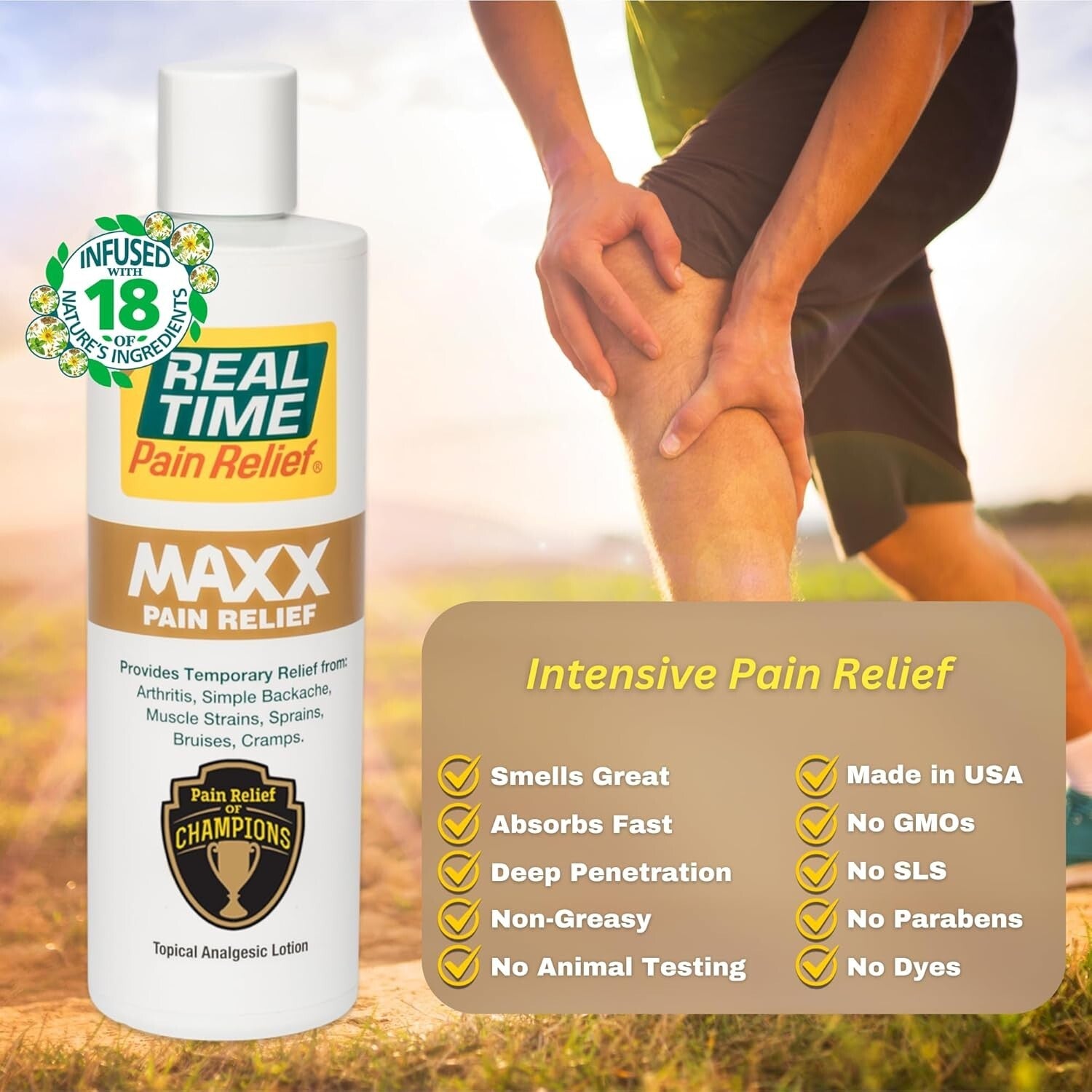 MAXX 12 Ounce Maximum Strength Natural Pain Relief Lotion - Fast Absorbing
