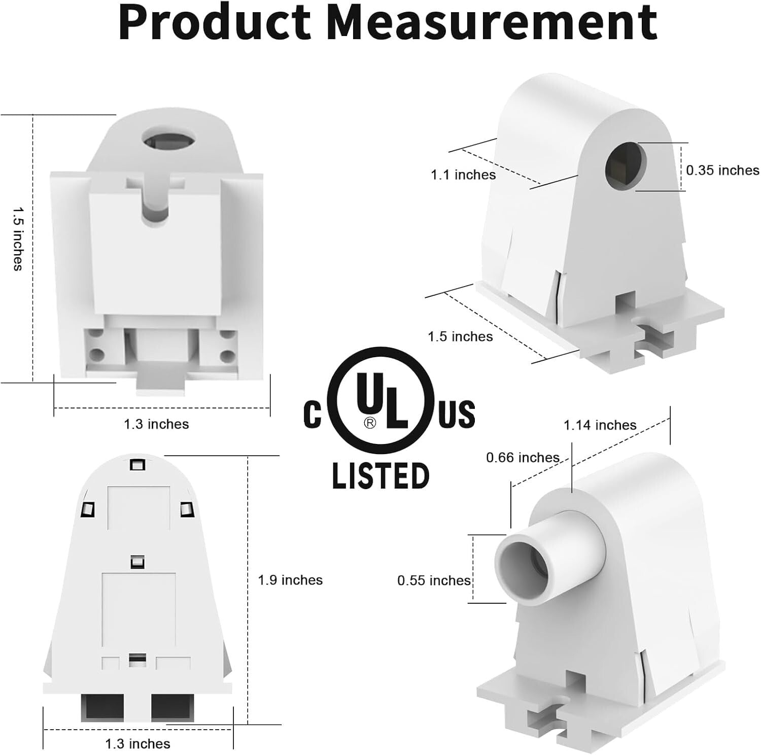 Easy-Install FA8 Non-Shunted Single Pin Sockets - 25-Pack for Fluorescent Lights