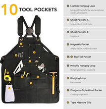 Load image into Gallery viewer, Heavy-Duty Waxed Canvas Work Apron with 10 Tool Pockets - Perfect for Craftsmen