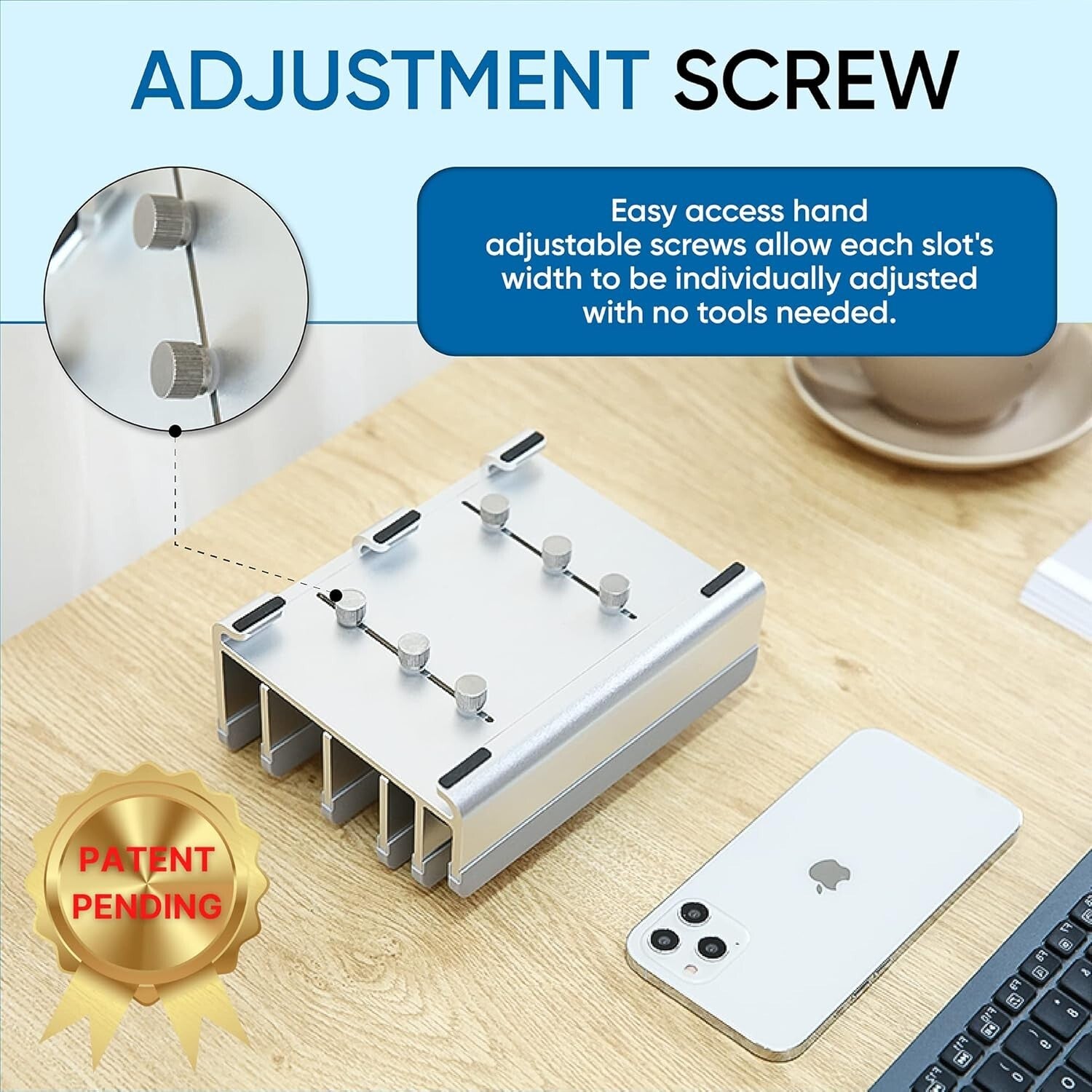 Adjustable Laptop Stand Holds 5 Devices - Modern Design & Tool-Free Adjustment