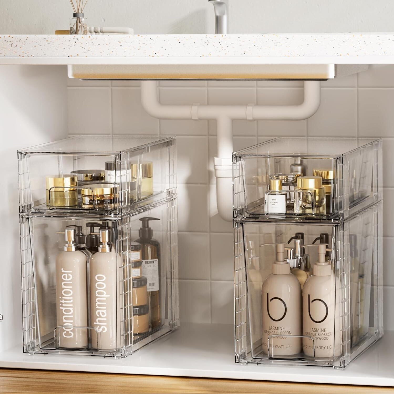 Multi-Purpose Clear Plastic Storage Drawers - Ideal for Cabinets & Vanities