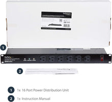 Load image into Gallery viewer, High-Durability 1U Surge Protector PDU with 16 Power Outlets and LED Indicators