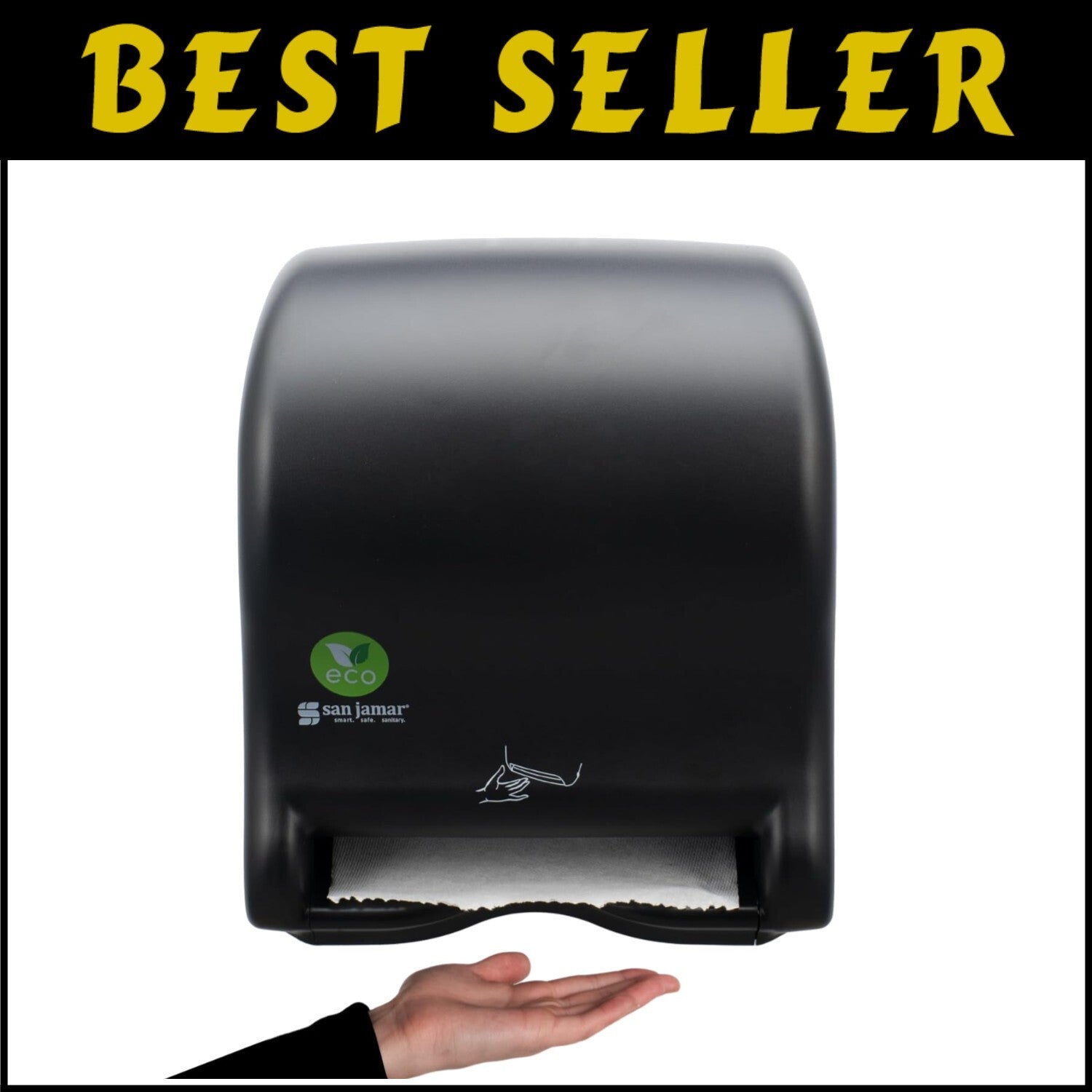 Sustainable Black Electronic Paper Towel Dispenser with Universal Roll Capacity