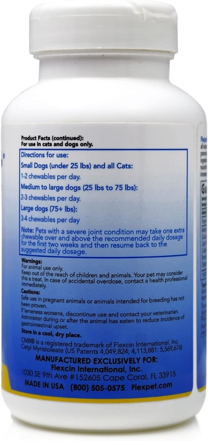 All-Natural Dog Joint Supplement - 180 Chewable Tablets with CM8, Gluten-Free