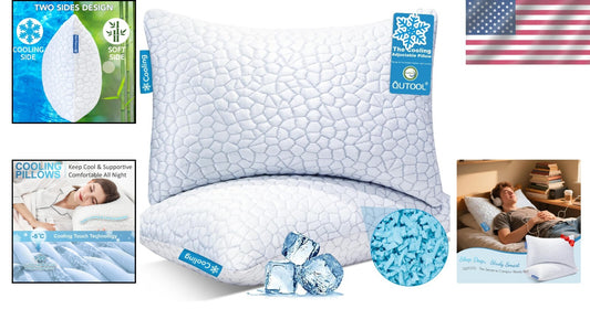 Luxury Cooling Pillows Set of 2 - Soft Gel Memory Foam for Side & Back Sleepers