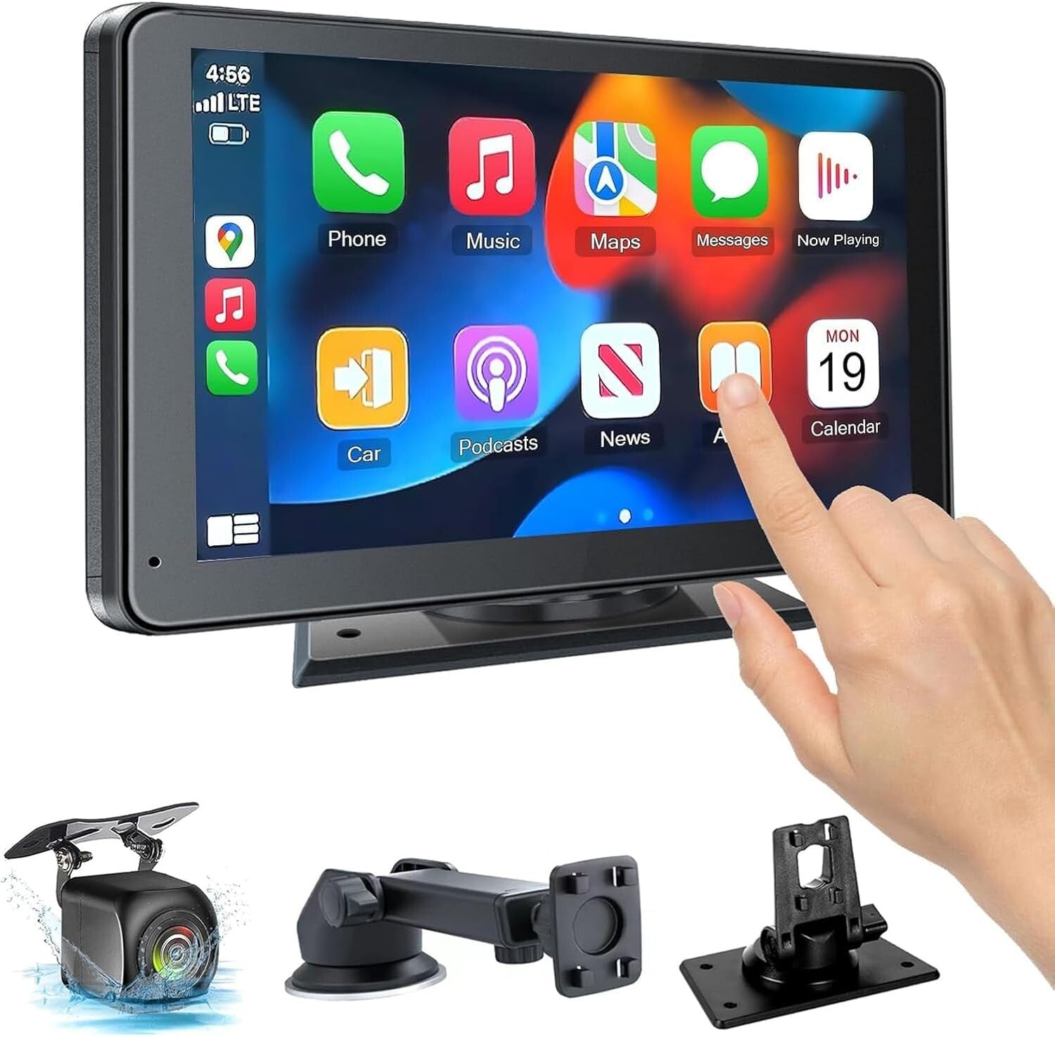 Portable 7-Inch Wireless Carplay Screen with Voice Control & HD Video Features