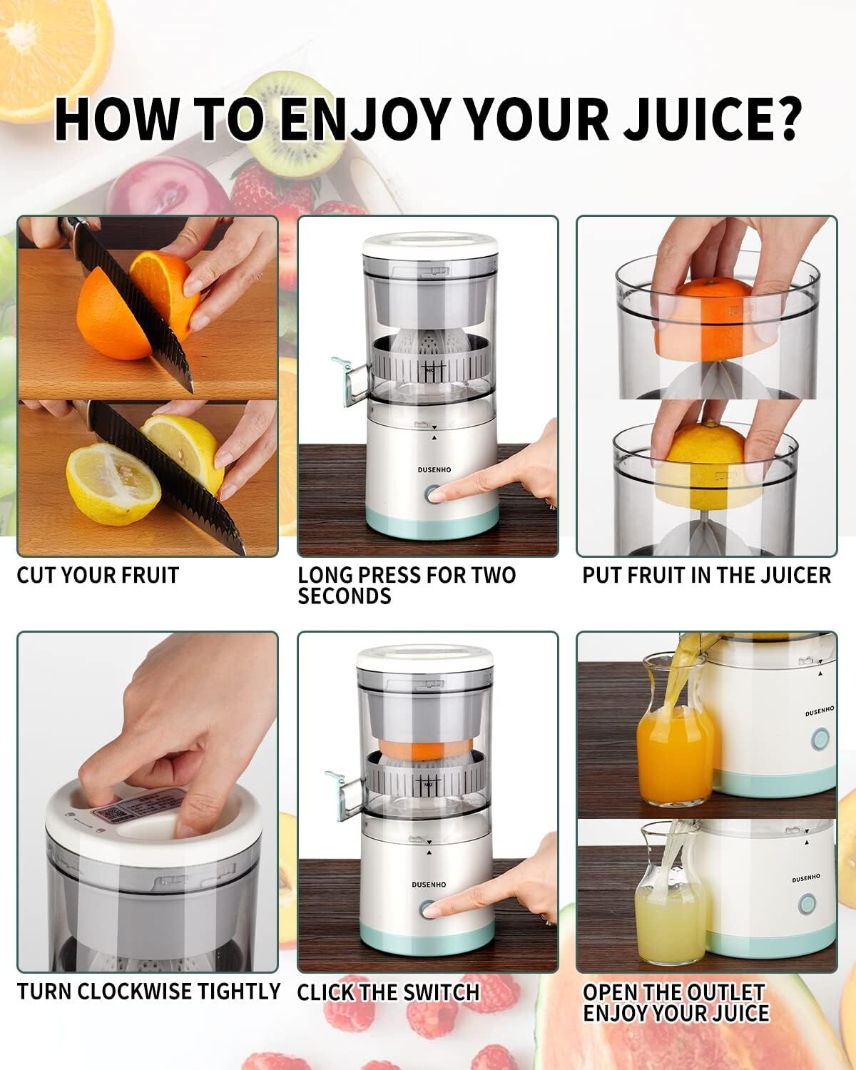 Portable Electric Juicer with USB-C Charging - Ideal for On-the-Go Citrus Lovers