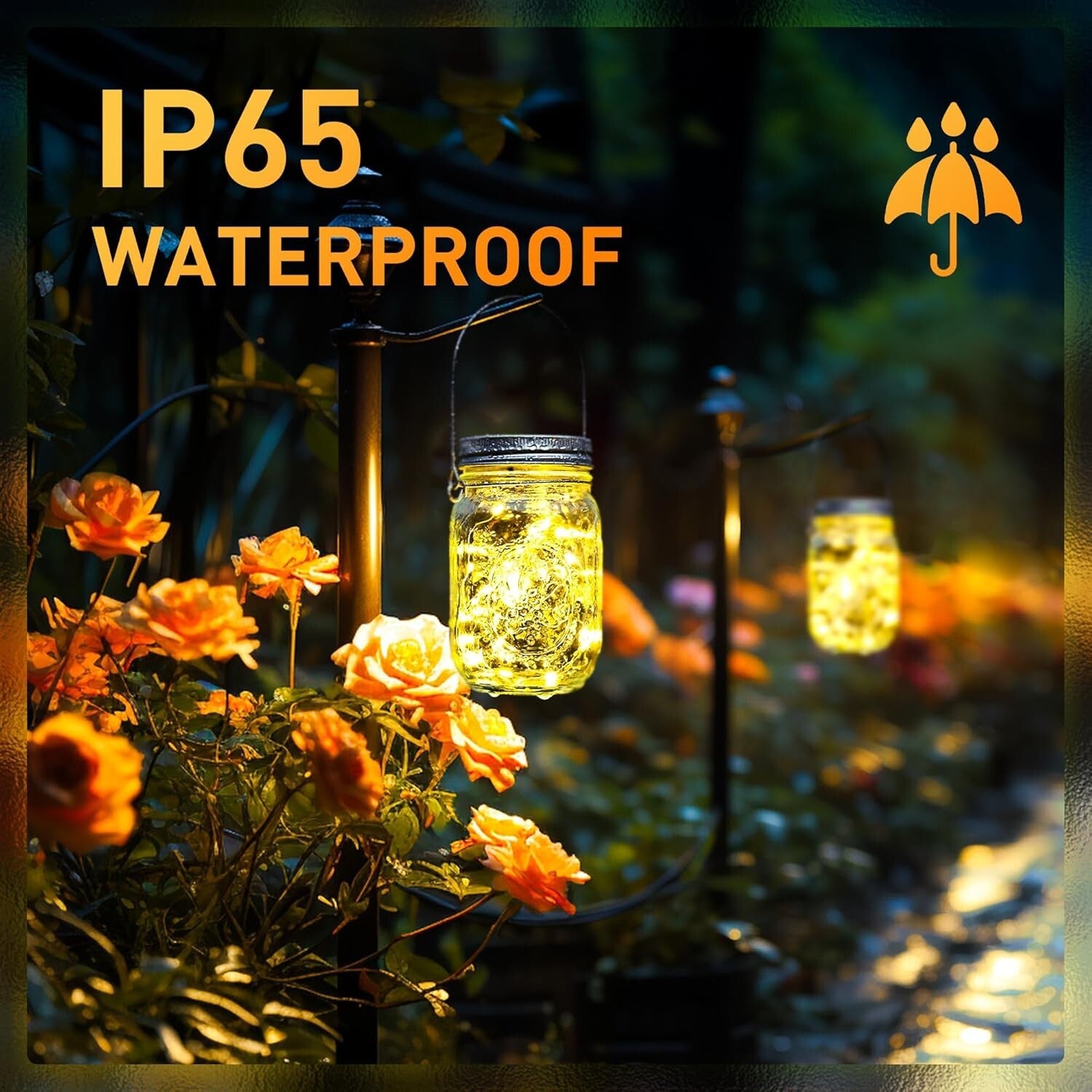 Hanging Solar Lanterns - 30 LED Fairy Lights in Waterproof Mason Jars, 12-Pack