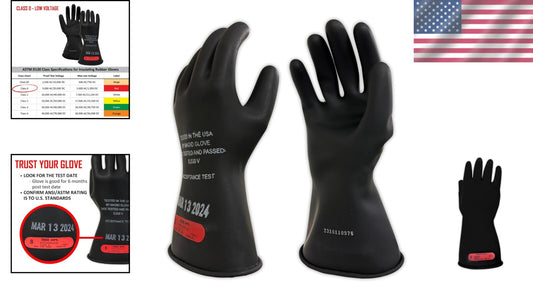 11-Inch Insulating Voltage Gloves, Class 0 | Ideal for Lineman & Electricians