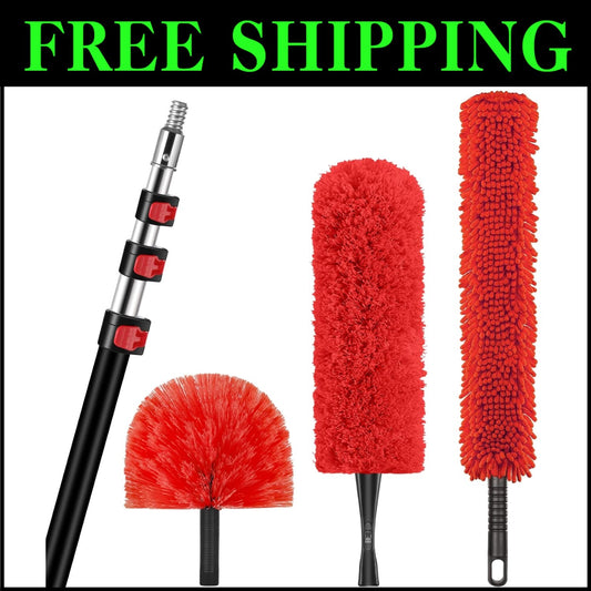 30-Foot High Reach Dusting Kit with Telescopic Pole - Indoor & Outdoor Cleaning